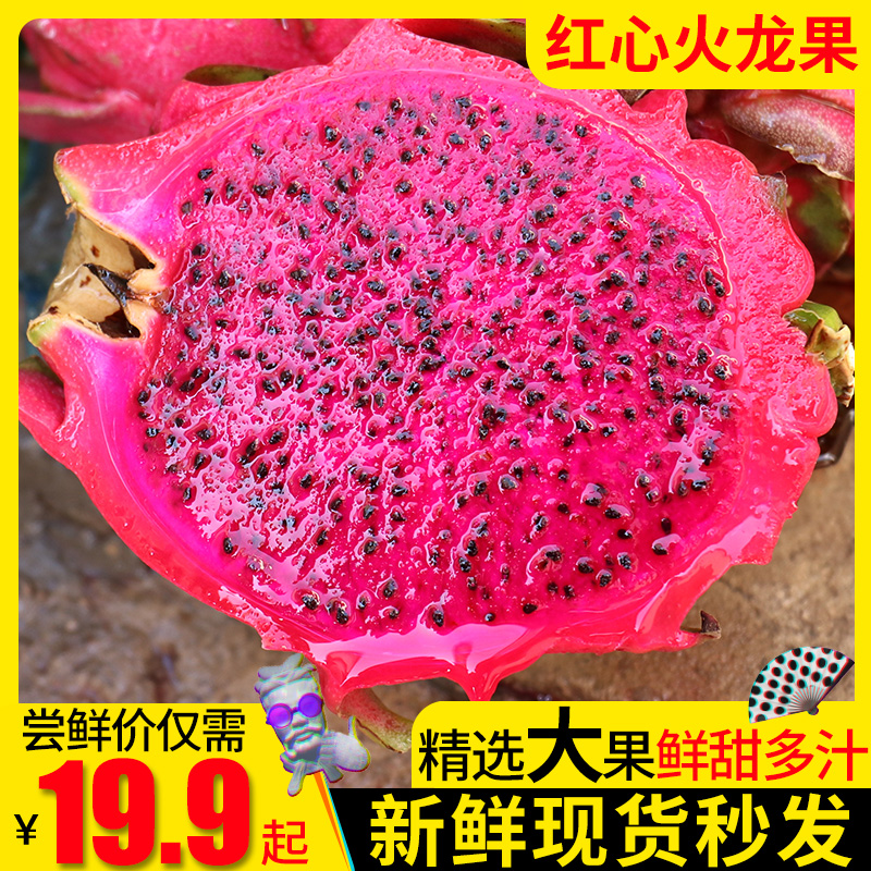 【泡沫箱+冰】云南红心火龙果新鲜大果包邮3-5斤当季现摘红肉水果