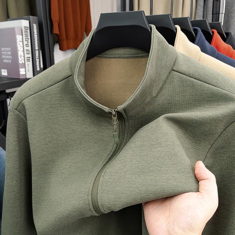 简约高级感！高端奥粒绒男士立领拉炼卫衣男士秋冬款休闲夹克外套