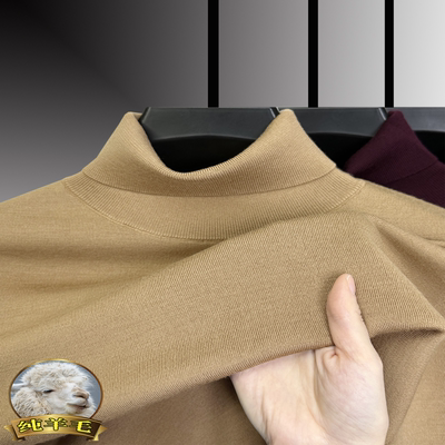 10精纺纯羊毛衫可机洗冬季可翻高领加厚毛衣男保暖针织打底衫潮