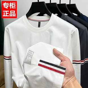 品牌索罗纳冰丝棉t恤长袖男装春秋季新款下摆开叉打底衫tb潮体恤