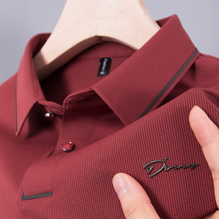 中年男士POLO衫长袖t恤爸爸春秋季婚宴装喜公公结婚礼服装上衣