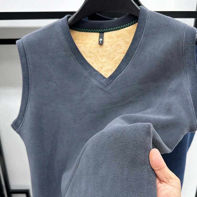 新款男子纯色冬季加绒加厚马甲中年V领内搭骆驼绒背心保暖马夹男,男装,背心,淘宝优惠券,粉丝福利购,淘宝优惠卷