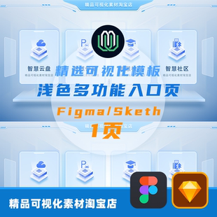 浅色数据可视化大屏登录门户入口页首页UI设计素材模版figma素材