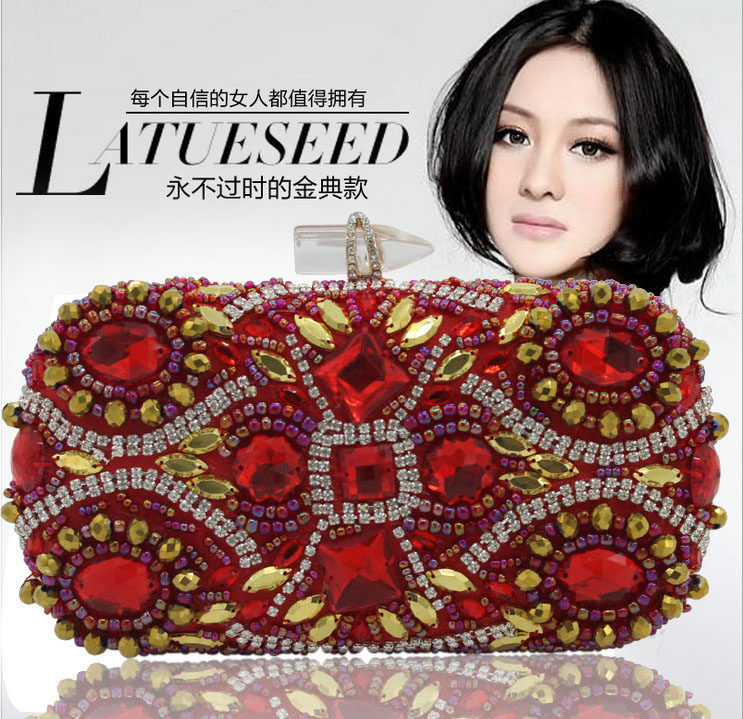 名媛宴会包手拿包 2017奢华手工钉珠镶钻 晚宴包链条包斜跨包女包