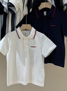 RESUMEHOME简历童装夏装男童宝蓝色polo衫儿童短袖翻领POLO衫T恤