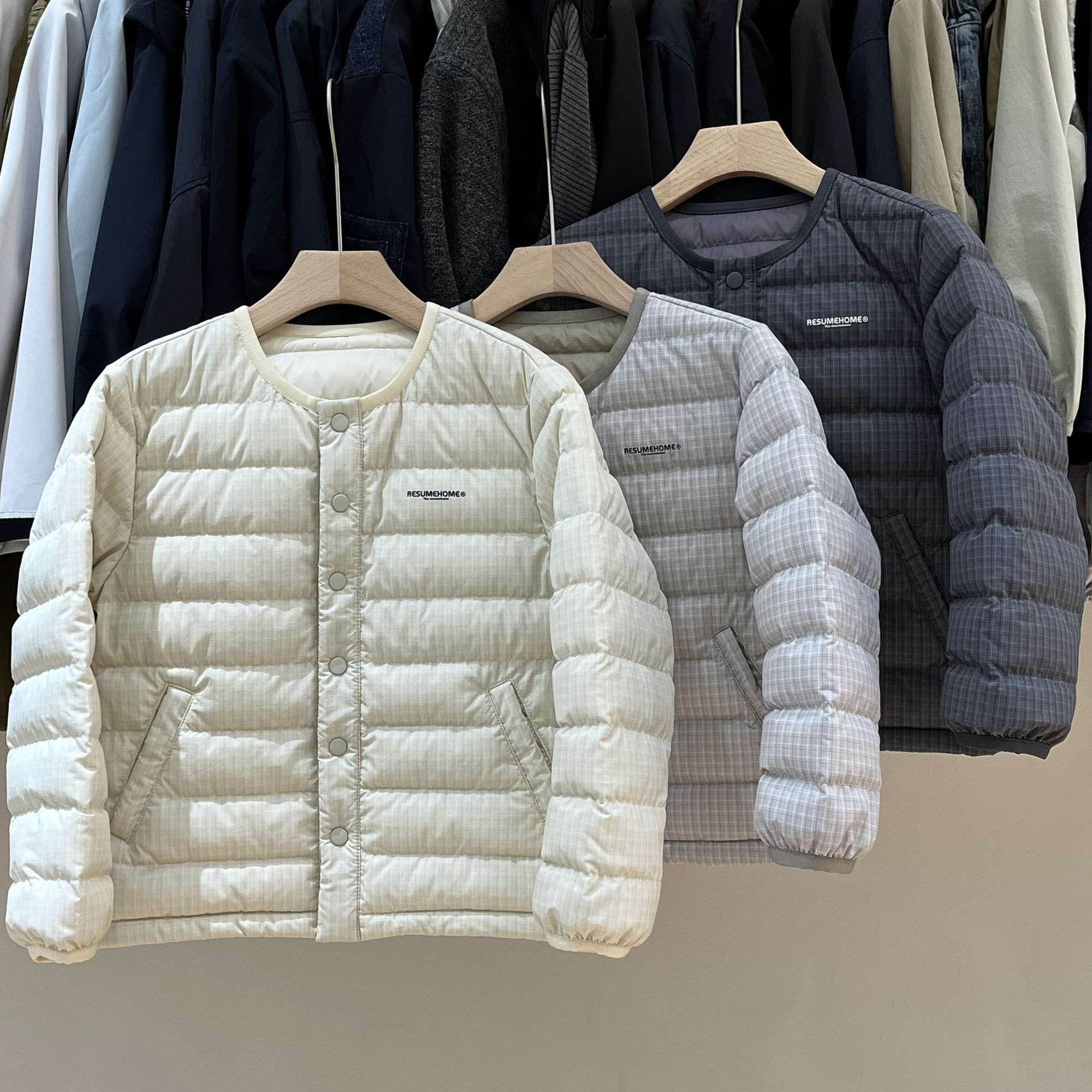 简历家童装轻薄格纹羽绒服