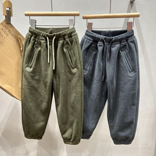 简历家童装男女童加绒卫裤2024秋冬新款儿童运动裤一体绒休闲卫裤