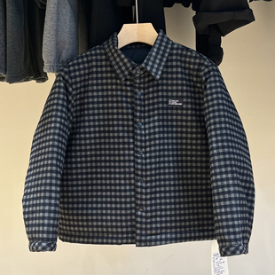 RESUMEHOME简历家童装冬翻领加厚棉服儿童格子磨毛衬衫棉衣外套