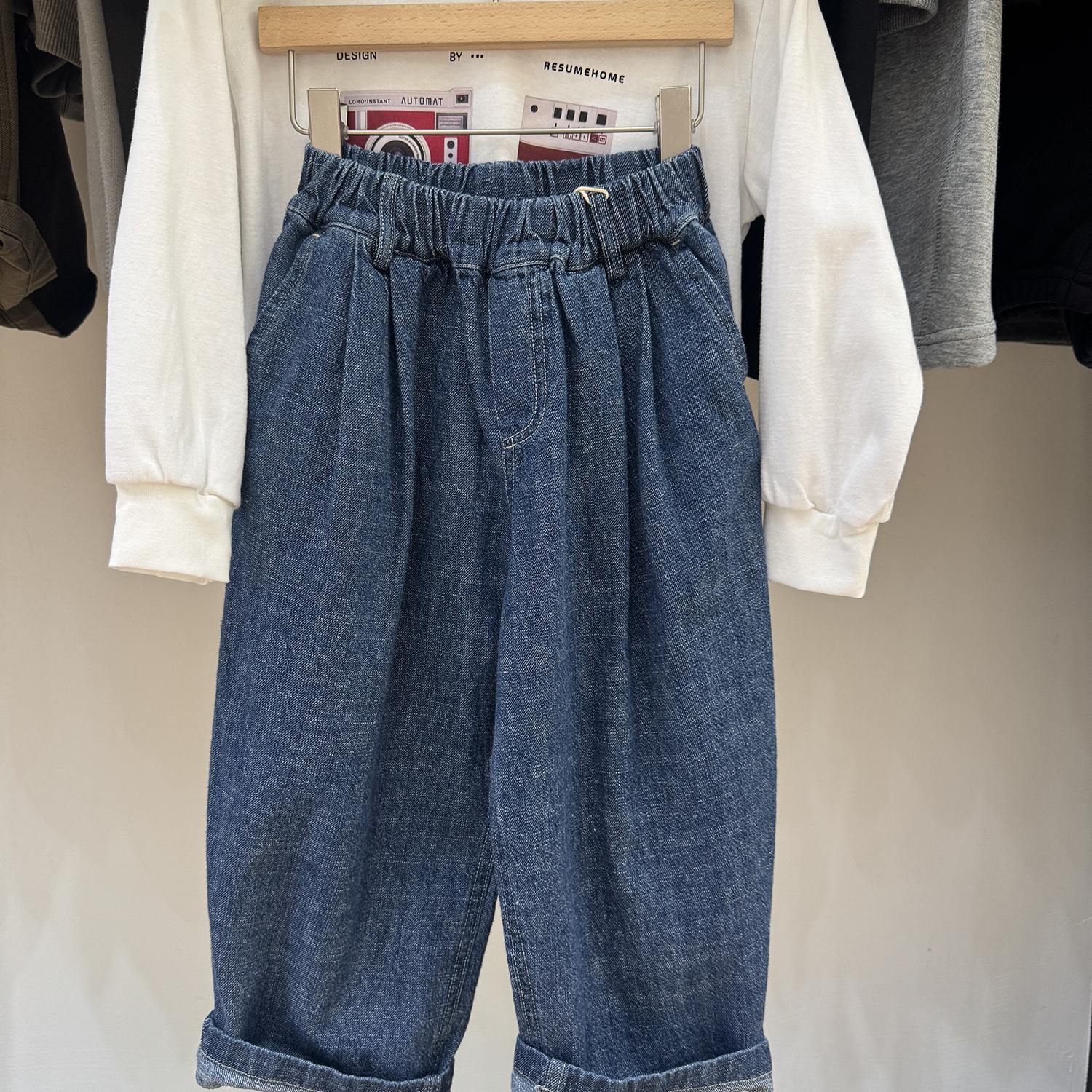 ResumeHome简历家秋天百搭神裤 日系宽松牛仔裤儿童春秋长裤潮牌