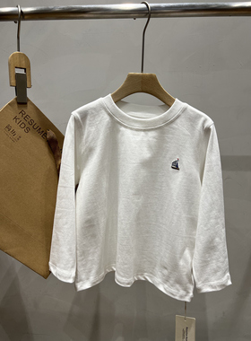 RESUMEHOME简历童装男女童儿童休闲纯白纯棉百搭打衫圆领长袖T恤