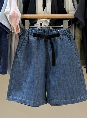 RESUMEHOME简历童装儿童柔软棉料牛仔短裤男童中大童薄款松紧腰带