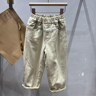 RESUMEHOME简历家2024冬季新款儿童长裤童装纯棉百搭加绒工装裤