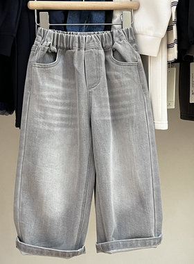 ResumeHome简历童装春季装新款儿童水洗灰色牛仔裤宝宝休闲长裤潮