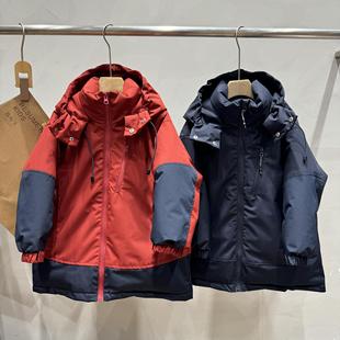 RESUMEHOME简历家童装冬季新款三防面料拼色休闲连帽儿童羽绒服