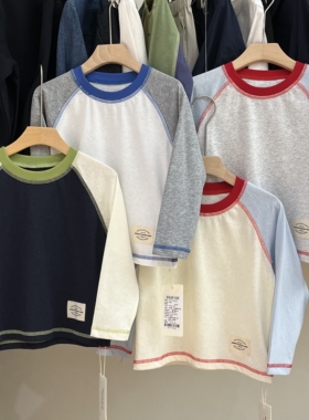 RESUMEHOME简历童装春季新款中大童休闲圆领插肩袖男女童长袖T恤