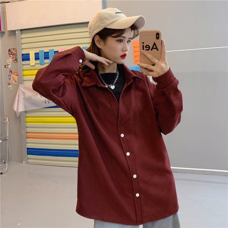 Real price autumn and winter loose long sleeve casual two pieces of girls' shirts