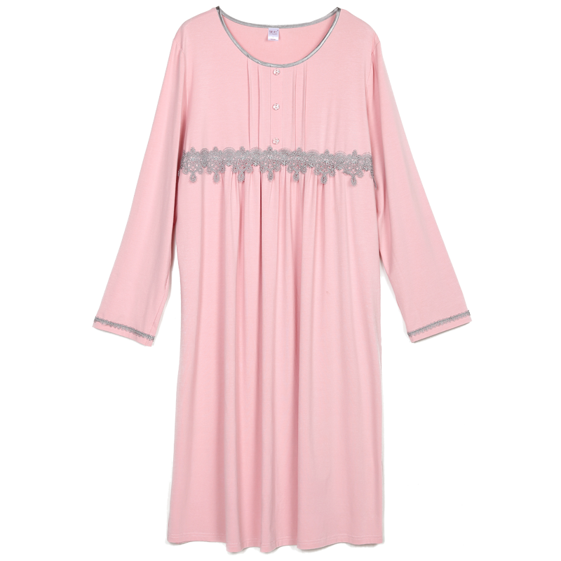 【断码清仓】秋冬长袖竹纤维睡衣舒适甜美蕾丝家居服宽松睡衣男女