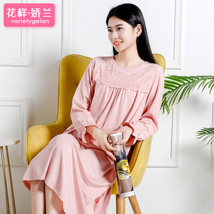 2025新款长袖睡裙女秋季长款过膝甜美公主气质竹纤维秋冬薄睡衣裙