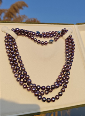 它在封神榜有一席之位！无美颜天然皇家蓝星光紫色极光珍珠项链