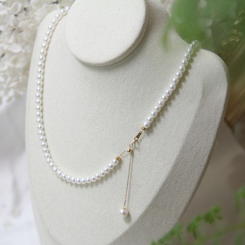 天然淡水baby珍珠小米珠珍珠项链锁骨链18k金卡家链吊坠两戴款