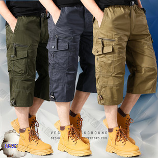 纯棉耐磨七分裤 马裤 男宽松休闲裤 潮流7分裤 男潮 多口袋八分裤 夏季