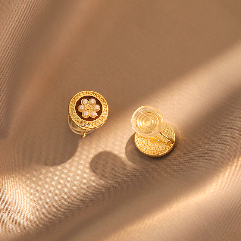 蚊香盘耳夹无耳洞复古花朵耳环