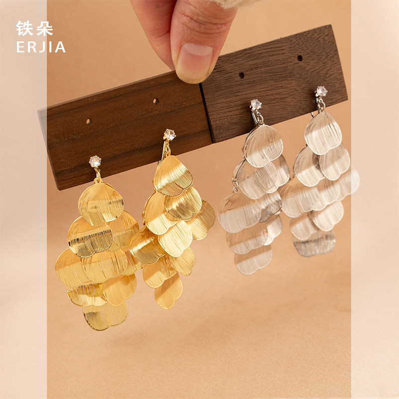 欧美设计复古镂空叶片流苏耳钉夸张气质高级感耳垫蚊香盘耳夹无洞,饰品/流行首饰/时尚饰品新,耳夹,淘宝优惠券,粉丝福利购,淘宝优惠卷