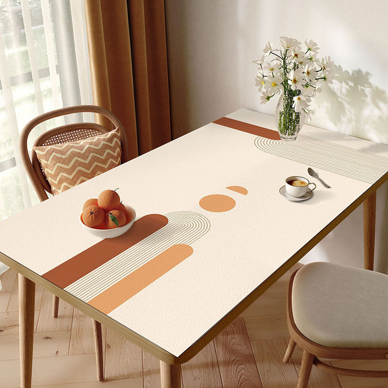 侘寂风高级感防水防油餐家用可擦免洗长方形一抹净桌垫厂家桌布
