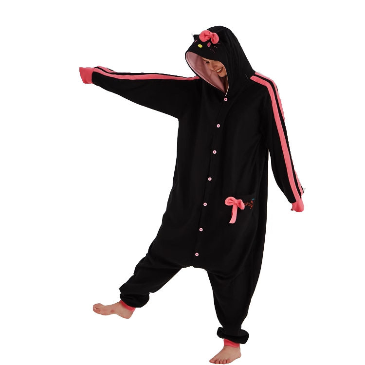 新款 卡通动物连体睡衣黑色粉色超梦忍蛙路卡宝可梦系列