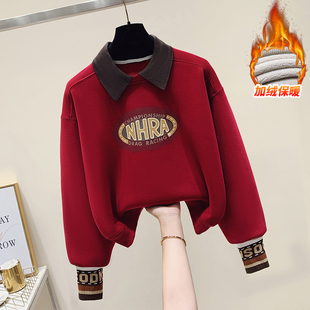 山东即墨加绒加厚娃娃领纯棉卫衣女秋冬宽松假两件短款 上衣潮 爆款