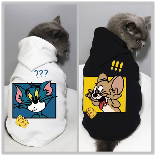 原创潮牌德文衣服猫猫短袖小猫咪衣服秋冬季加绒卫衣透气猫和老鼠