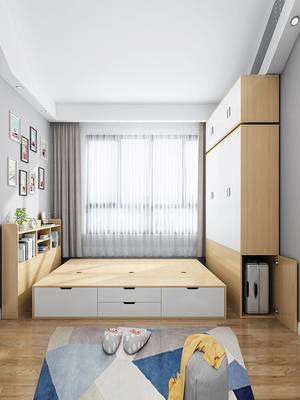 小户型榻榻米床衣柜一体组合高箱储物床带抽屉现代简约双人床定制