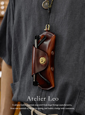 美式复古 植鞣牛皮眼镜盒男便携挂绳真皮近视镜墨镜收纳盒太阳镜