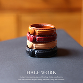 HALF WORK 植鞣牛皮手工复古皮手环男女手腕饰品真皮手镯情侣手链