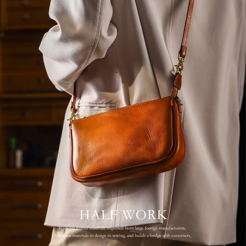 头层牛皮麻将包单肩腋下女包手工