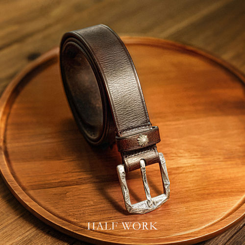 HALFWORK头层牛皮复古手工皮带