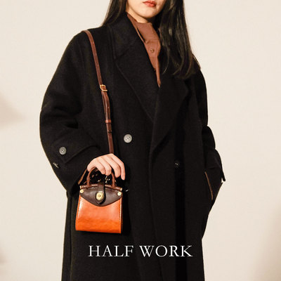 HALFWORK真皮单肩包零钱耳机包