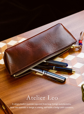 厚3.2mm意大利植鞣头层牛皮 手工真皮笔袋大容量笔套铅笔钢笔收纳