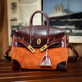 反绒马皮手提铂金包真皮 HALF WORK 头层牛皮手工复古单肩凯莉包