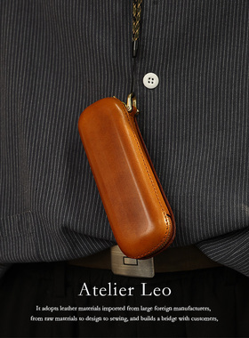 日系复古真皮眼镜盒男抗压手工高级感墨镜盒牛皮挂绳便携收纳盒女