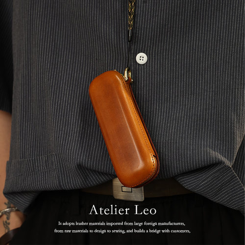 日系复古真皮眼镜盒手工高级感