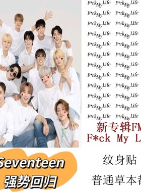F*ck My Life纹身贴Seventeen专辑FML草本果汁纹身贴手臂持久防水