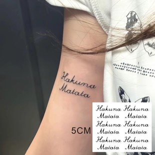 防水持久女 黑色英文字手臂网红同款 Hakuna matata草本果汁纹身贴