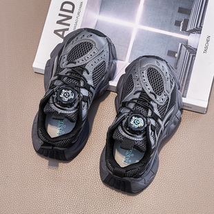 2025秋冬新款儿童运动鞋男女童潮酷老爹鞋中大童黑白色学生跑步鞋