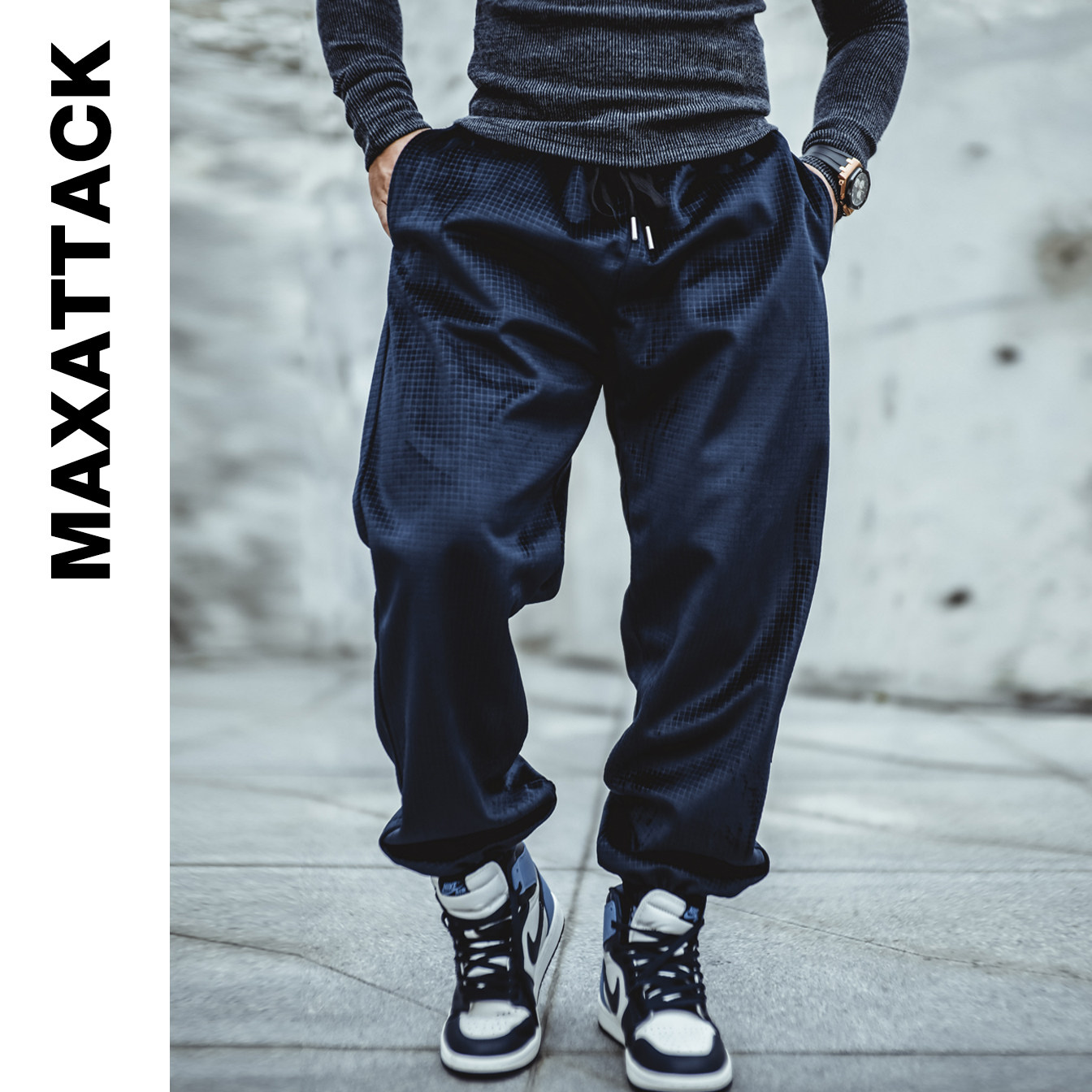 MAXATTACK运动长裤男宽松束脚户外美式潮牌卫裤休闲健身训练深蹲