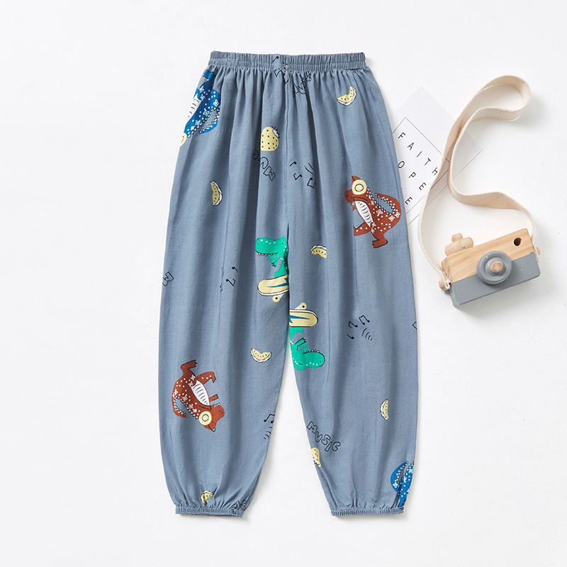 儿童灯笼裤夏季 男女童宽松棉绸超薄款睡裤 绵绸防蚊防晒长裤卡通