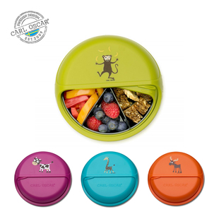 韩国代购进口儿童分格餐盘可旋转餐具宝宝辅食碗水果零食便携外带