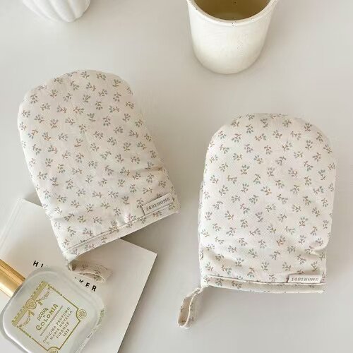 韩国代购进口手工制作加厚微波炉手套棉麻防烫耐高温厨房烘培手套