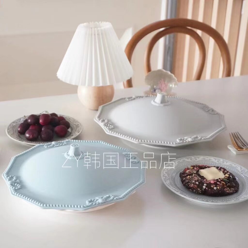 韩国代购进口高端简约欧式圆形硅胶平底锅盖子微波炉碗盖罩专用盖