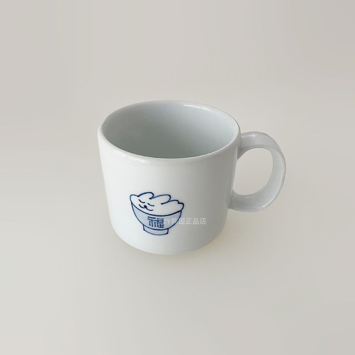 韩国代购进口超可爱福字马克杯家用陶瓷杯子牛奶杯咖啡杯水杯手工